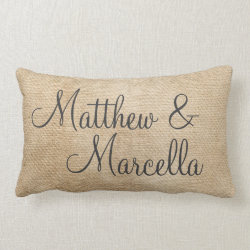 Burlap Vintage Personalize Wedding Names Date Pillows