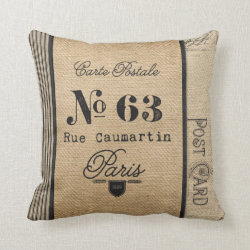 Burlap Vintage Postage French Country Pillow