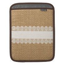Burlap with Delicate Lace - Shabby Chic Style Sleeves For iPads  at Zazzle