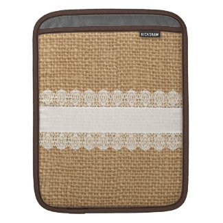 Burlap with Delicate Lace - Shabby Chic Style Sleeves For  iPads