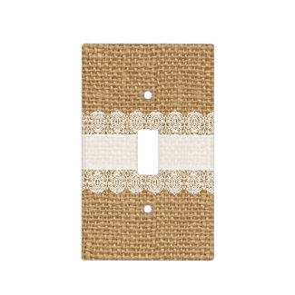 Burlap with Delicate Lace - Shabby Chic Style Light Switch Plate