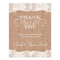 Burlarp Print & Lace Wedding Thank You Cards invitations