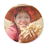 Burmese Lady Picking Ginger magnets