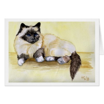 Burmese Seal Point Cat Card by Felidae52