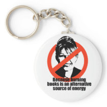 Burning books is a source of energy keychain