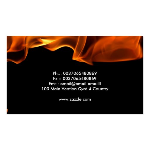 burning fire business card (back side)