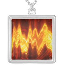 Burning Flame Sterling Silver Necklace Pendent