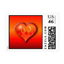 Burning Flaming Heart Postage