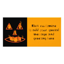 Burning Halloween Pumpkin Custom Photo Card