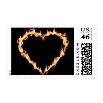 Burning Heart of Fire Black Dark Love Graphics Postage