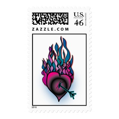 Burning Heart Stamp- Postage by kenipela