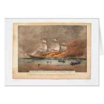 Burning of the clipper ship "Golden Light" (0143A) Greeting Card