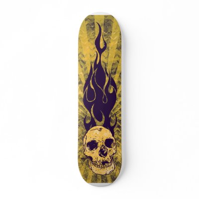 Burning Skull Grunge Skateboard Deck by skateboardshop
