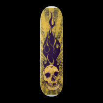 Burning Skull Grunge Skateboard Deck