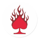 burning spades round stickers