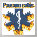 Burning Star Of Life EMT Paramedic Poster
