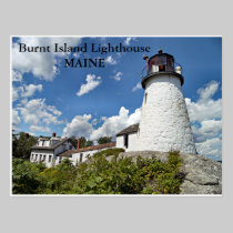 Burnt Island Lighthouse, Maine Postcard postcards