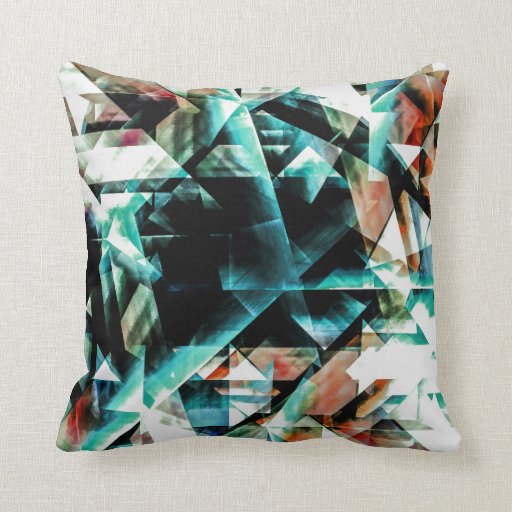 Burnt Orange and Jade Green Geometric Pattern Throw Pillow Zazzle