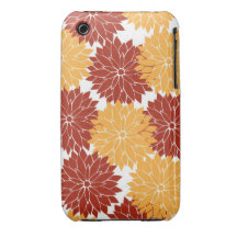 Burnt Orange and Orange Flower Blossoms Floral iPhone 3 Cover