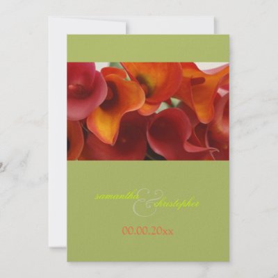 Burnt Orange Calla lily wedding Invitations by custom stationery