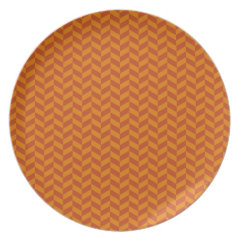 Burnt Orange Chevron Zig Zag Stripes Pattern Dinner Plates