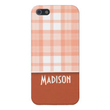 Burnt Orange, Peach Plaid Cases For iPhone 5