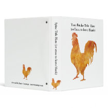 Burnt Orange Rooster 3 Ring Binders