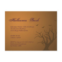 Burnt orange scary tree Halloween party invitation postcards by FidesDesign Burnt orange scary tree Halloween party invitation postcards