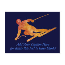 Burnt Orange Skier with Customizable Text Postcards