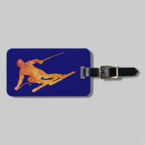 Burnt Orange Skiier luggage tags