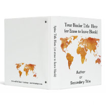 Burnt Orange World Map 3 Ring Binders