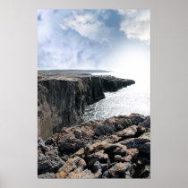 burren cliff edge view poster