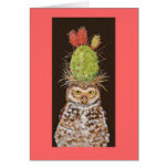 burrowing owl cactus card