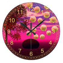 Burst of Joy – Abstract Magenta & Gold Inspiration wall clocks