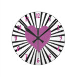Burst Of Love (Pink on Black) Wall Clocks