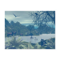 wildlife, deer, doe, wolf, wolves, bird, birds, nature, swan, swans, deers, raven, ravens, scenery, sceneries, water, creek, river, lake, pond, wild, eagle, eagles, fern, plants, tree, trees, plant, Postcard with custom graphic design