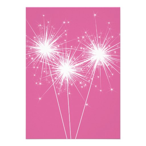 Burst of Sparkles Sweet Sixteen Invitation fuchsia