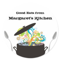 Bursting aromas cooking pot food gift tag sticker