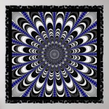 Bursting Black and White Flower Poster
