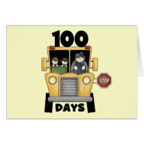 Bus 100 Days of School t-shirts and Gifts Greeting Card