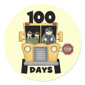 Bus 100 Days of School t-shirts and Gifts sticker