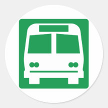 Bus Stop Highway Sign Round Stickers