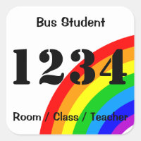 Bus Student ID Sticker - Rainbow