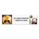 Bush, bush, He's always droppinga bomb or a bong! Bumper Sticker