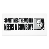 BUSH--COWBOY-White Customized Photo Card