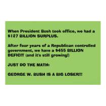 Bush is a Big Loser:  Just Do the Math! posters