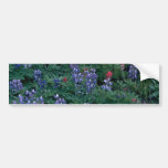 Bush Of Blue And Red Flowers Bumper Sticker