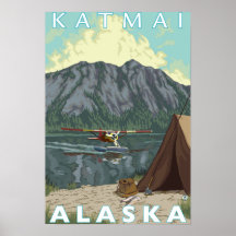 Bush Plane & Fishing - Katmai, Alaska Print