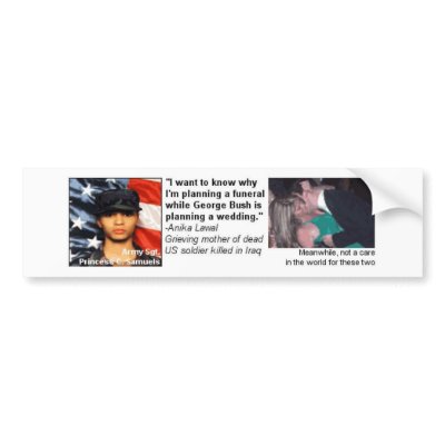 Bush plans a wedding while a soldiers mother plans bumper sticker by maximus7