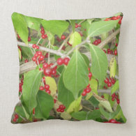 Bush with Red Berries Throw Pillow